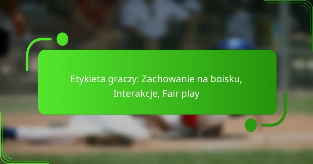 Etykieta graczy: Zachowanie na boisku, Interakcje, Fair play