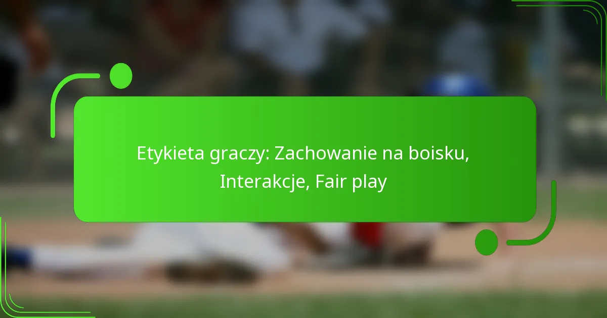 Etykieta graczy: Zachowanie na boisku, Interakcje, Fair play