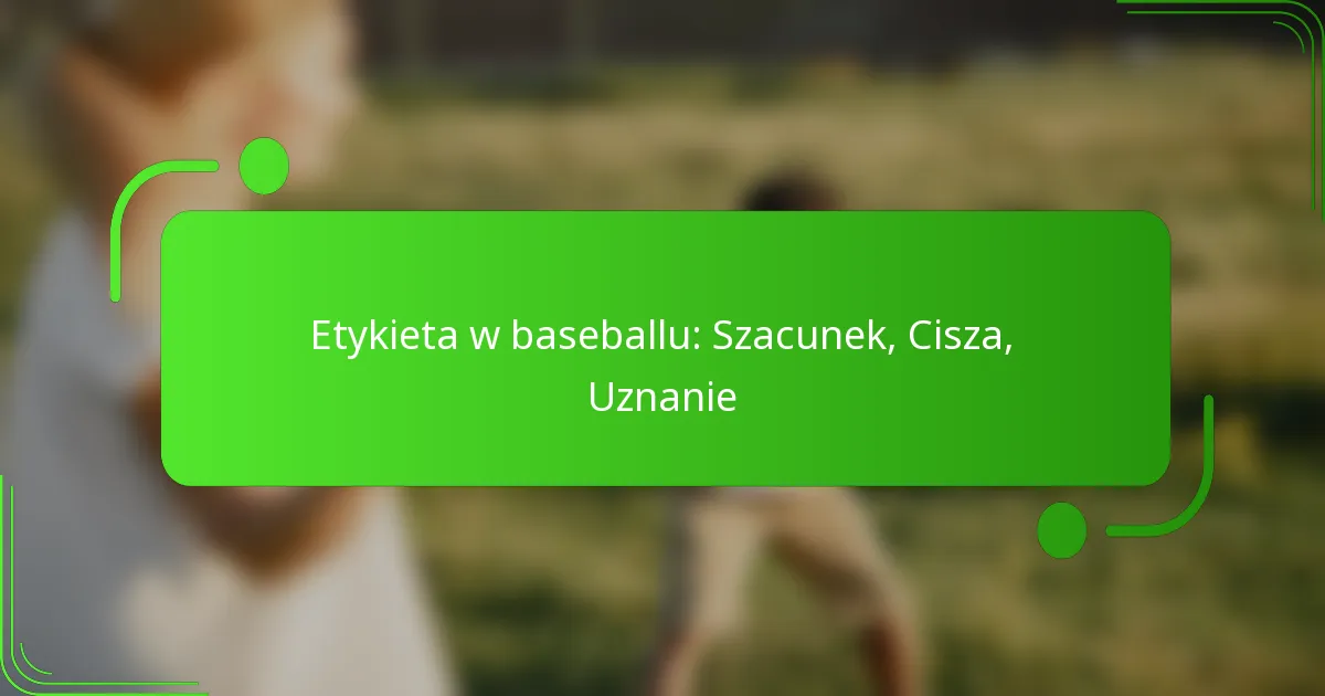 Etykieta w baseballu: Szacunek, Cisza, Uznanie