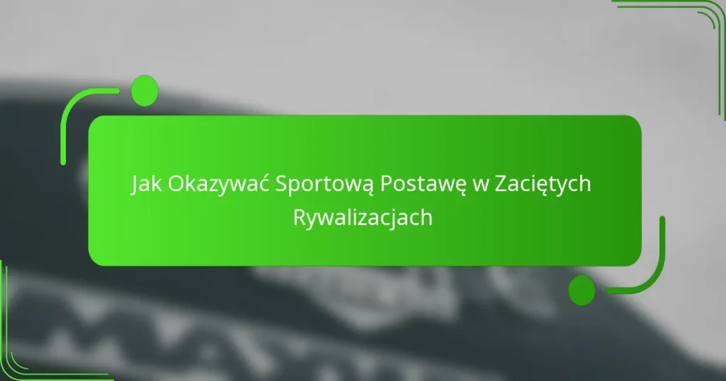 Jak Okazywać Sportową Postawę w Zaciętych Rywalizacjach