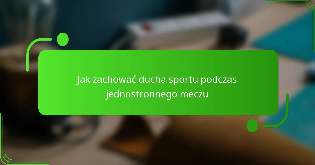 Jak zachować ducha sportu podczas jednostronnego meczu