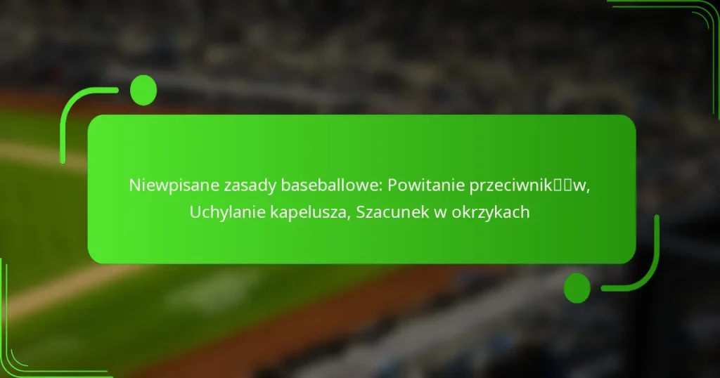 Niewpisane zasady baseballowe: Powitanie przeciwników, Uchylanie kapelusza, Szacunek w okrzykach