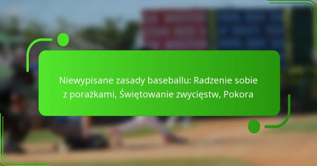 Niewypisane zasady baseballu: Radzenie sobie z porażkami, Świętowanie zwycięstw, Pokora