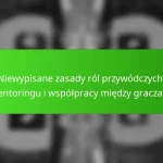 Niewypisane zasady ról przywódczych, mentoringu i współpracy między graczami
