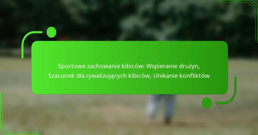 Sportowe zachowanie kibiców: Wspieranie drużyn, Szacunek dla rywalizujących kibiców, Unikanie konfliktów