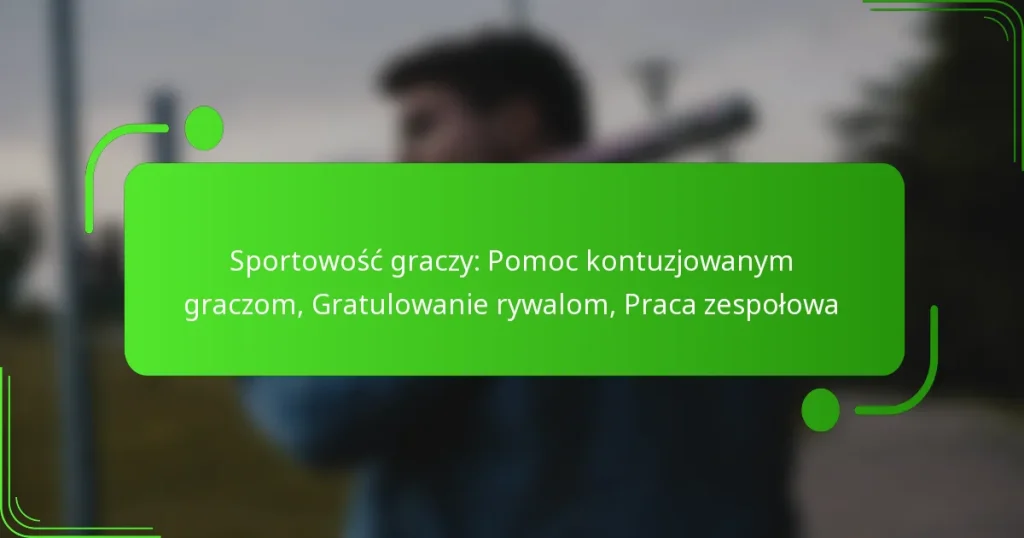 Sportowość graczy: Pomoc kontuzjowanym graczom, Gratulowanie rywalom, Praca zespołowa