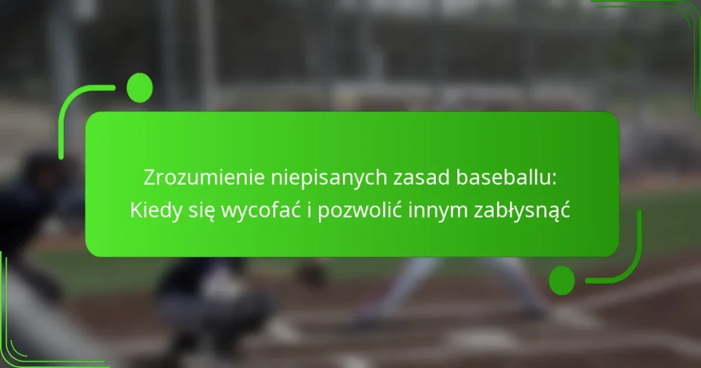 Zrozumienie niepisanych zasad baseballu: Kiedy się wycofać i pozwolić innym zabłysnąć