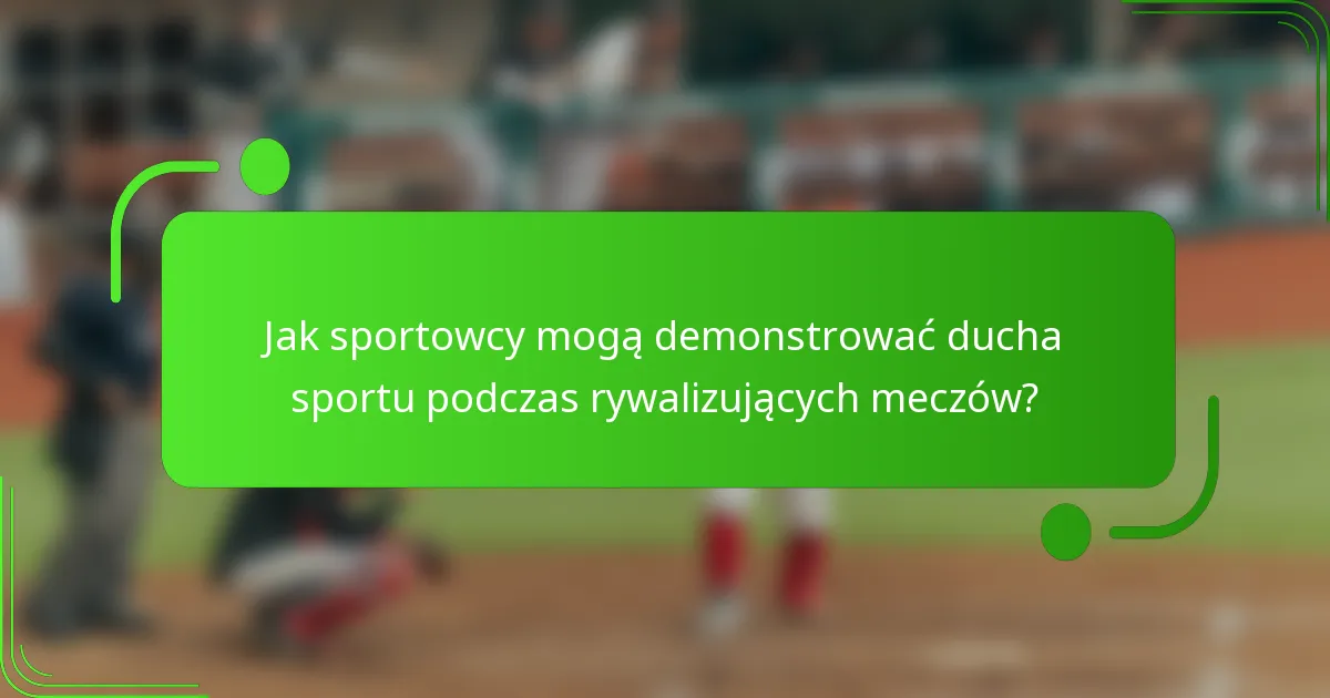 Jak sportowcy mogą demonstrować ducha sportu podczas rywalizujących meczów?
