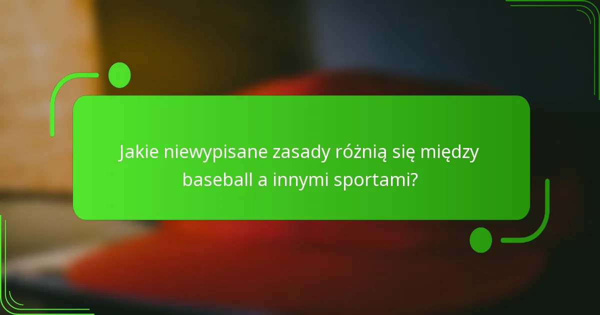 Jakie niewypisane zasady różnią się między baseball a innymi sportami?