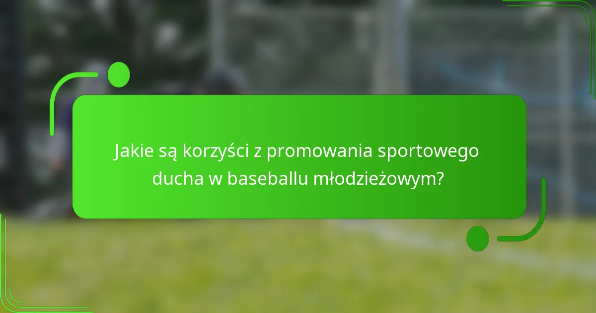 Jakie są korzyści z promowania sportowego ducha w baseballu młodzieżowym?