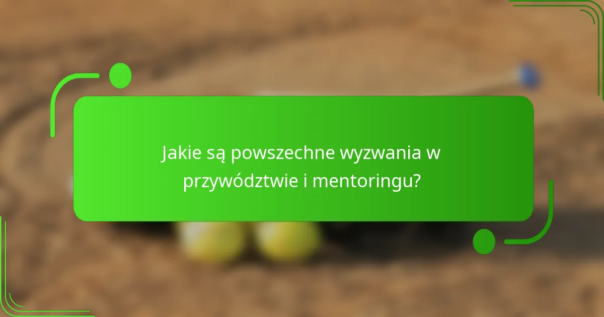 Jakie są powszechne wyzwania w przywództwie i mentoringu?
